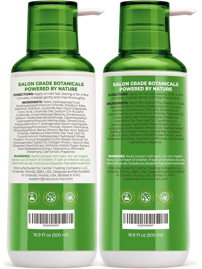 Tea Tree Oil and Mint Shampoo and Conditioner Set - Sulfate and Paraben Free Formula for Women and Men - Enriched with Peppermint to Help with Dandruff and Itchy, Dry Scalp - Color Safe and Hydrating