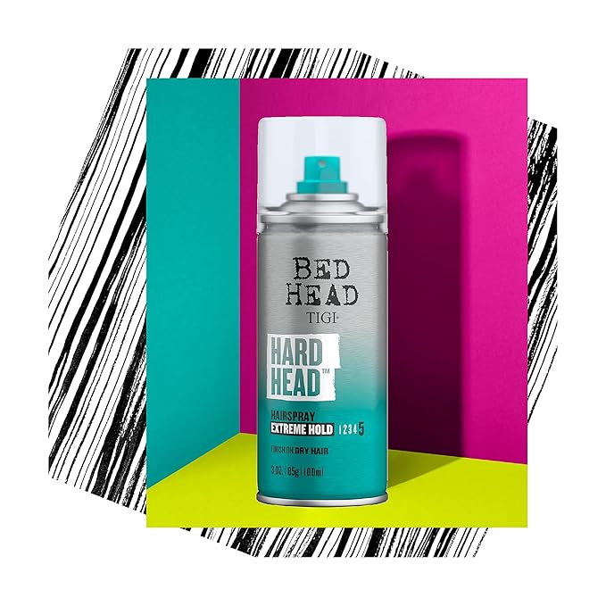 TIGI Bed Head Hard Head Hair Spray –Travel Size Hair Spray, Extra Strong Hold for All Day Style and All Hair Types, 3 oz, 2 Pack