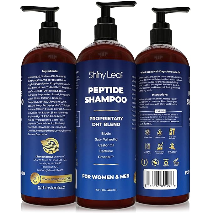 Anti-Thinning Peptide Shampoo – Sulfate Free Copper Peptide DHT Shampoo With Biotin, Caffeine & Saw Palmetto, Formulated For Women & Men, Safe For Color-Treated & All Hair Types, 16 fl.oz (2 Pack)