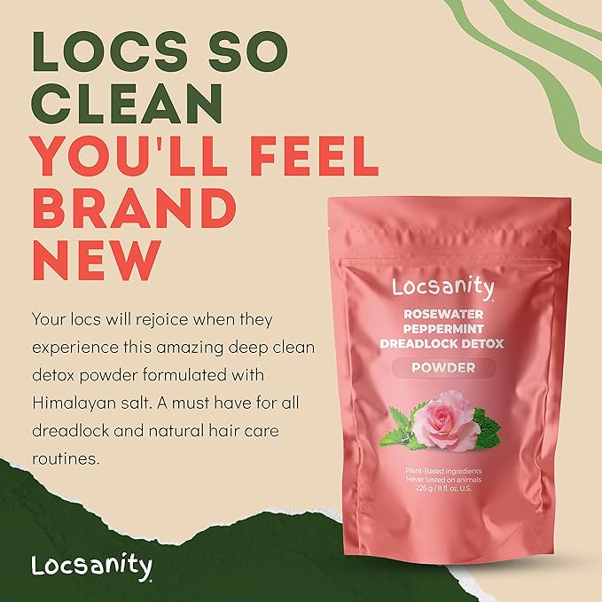 Locsanity Dreadlock Hair Scalp Detox - Deep Clean Dreadlock Powder, Cleansing Conditioner - Natural Hair Cleanser for Build Up - ACV Alternative, Loc Care and Maintenance Products