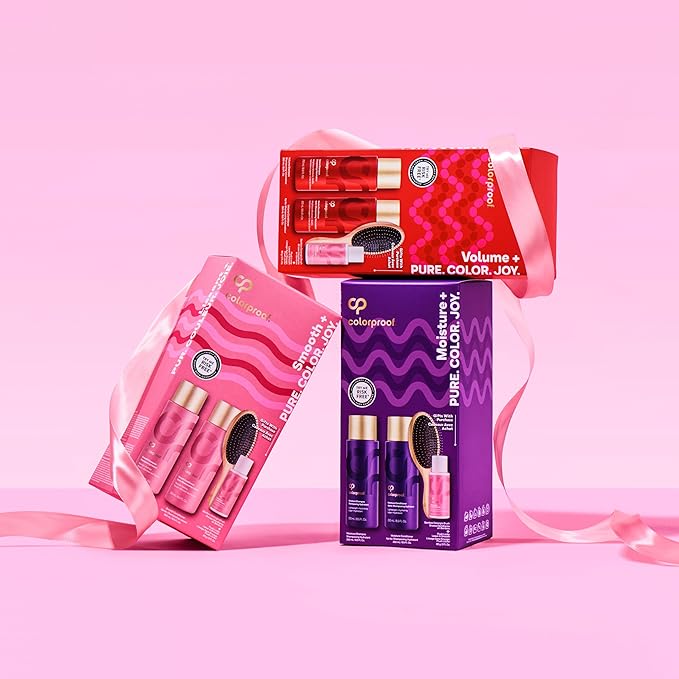 Colorproof Never Fade Away Volume Gift Set: 8.5oz Volume Shampoo and Conditioner + 2oz Plush Locks Leave-in + Detangling Brush