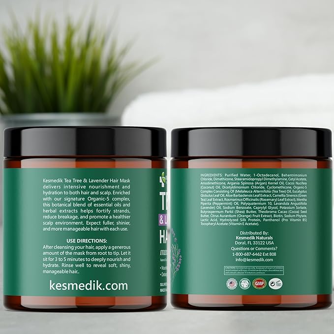 Pure Tea Tree Oil Hair Mask & Scalp Treatment, Deep Conditioner for Damaged & Dry Hair, Hydrates & Soothes Itchy, Scalp Psoriasis Relief, Men & Women, Paraben & Sulfates Free