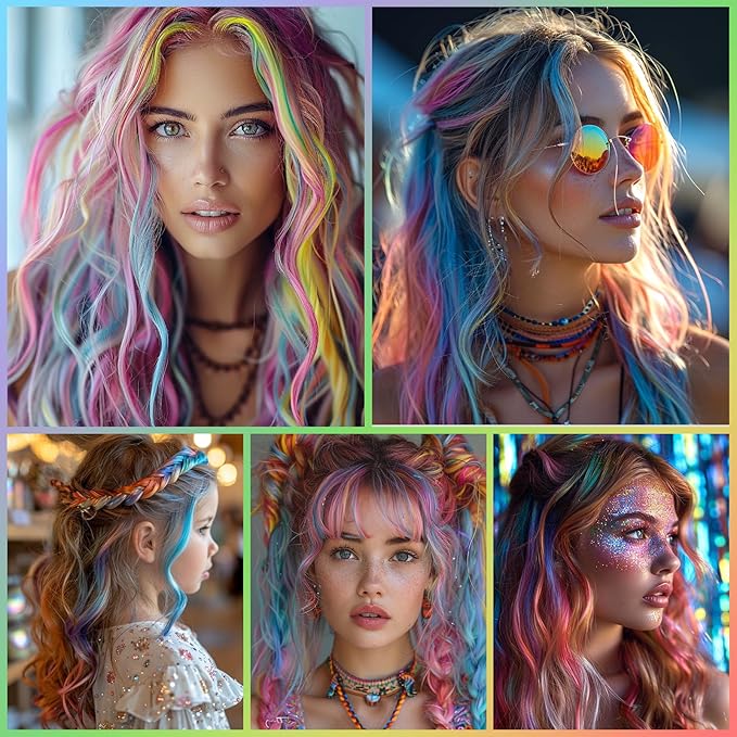 Blue Temporary Hair Chalk Color Comb + Washable Hair Mascara Dye for Girls Kids, Makeup Vibrant Dye Hair Colors for Halloween, Cosplay, Sporting Events, DIY Hair Parties Christmas