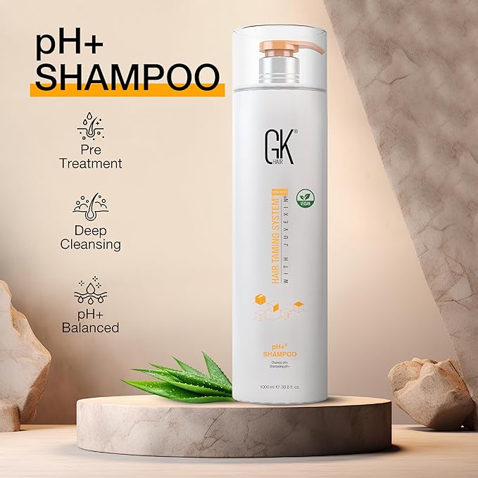 GK HAIR Global Keratin pH+ Pre-Treatment Clarifying Shampoo (33.8 Fl Oz/1000ml) For Preps Hair Deep Cleansing,Removes Impurities -With Aloe Vera, Vitamins & Natural Oils All Hair Types Men and Women