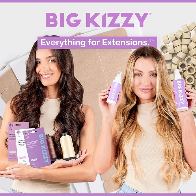 Big Kizzy Tape in Extension Remover (8oz) & Tape Ins Residue Remover (4oz), Big Kizzy Remover 1 + Remover 2 - Fastest Two Step System to Remove Tape in Extensions and Tape Ins Residue