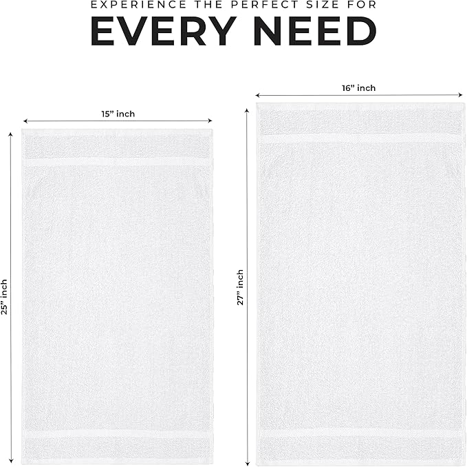 12 Pack Luxury Salon Towels, 100% Ringspun Cotton Comfort, Not Bleach Proof Highly Absorbent Barber Towels (27 x 16) Hair Towel Wrap for Women, Hand, Gym, Beauty, Spa & Home Hair Care β White