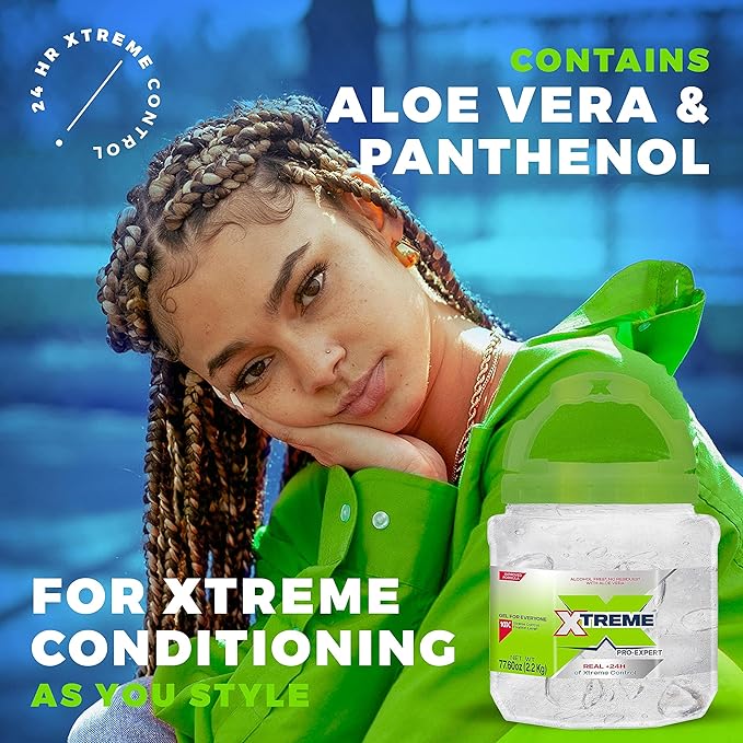 Xtreme Pro-Expert Clear Styling Hair Gel, Alcohol-Free 24-Hours Xtreme Control With Aloe Vera, 77.60 oz Jar (Pack of 3)