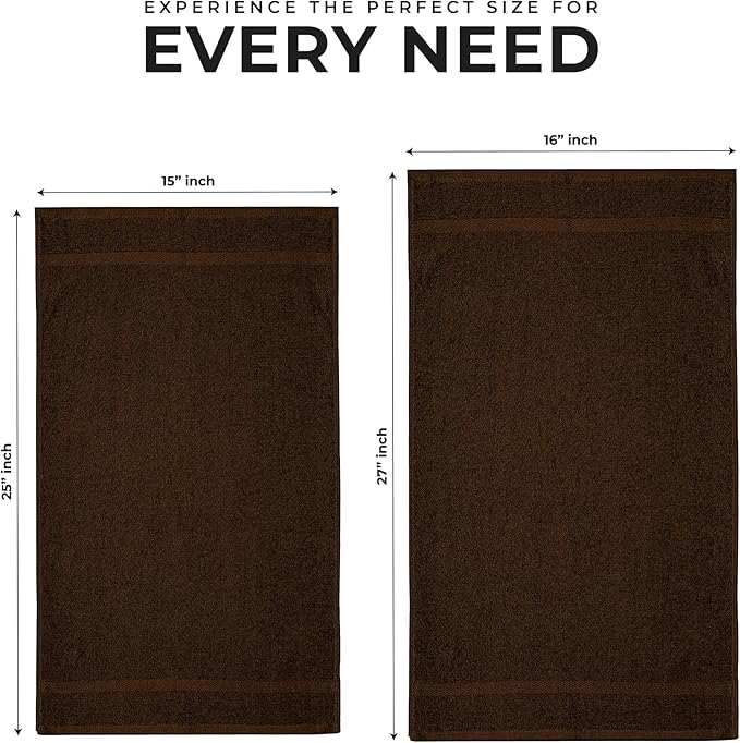 48 Pack Luxury Salon Towels, 100% Ringspun Cotton Comfort, Not Bleach Proof Highly Absorbent Barber Towels (25 x 15) Hair Towel Wrap for Women, Hand, Gym, Beauty, Spa & Home Hair Care β Brown