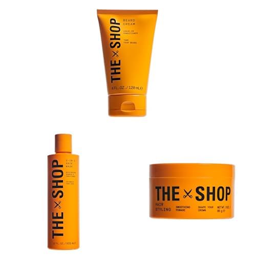 The Shop by LeBron James Hair Bundle with Beard Cream 2-in-1 Moisturizing Shampoo & Conditioner, Hair Pomade