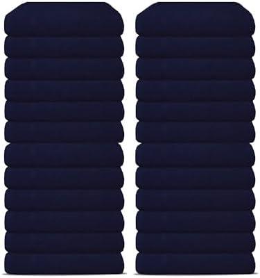 60 Pack Luxury Salon Towels, 100% Ringspun Cotton Comfort, Not Bleach Proof Highly Absorbent Barber Towels (27 x 16) Hair Towel Wrap for Women, Hand, Gym, Beauty, Spa & Home Hair Care – Navy Blue