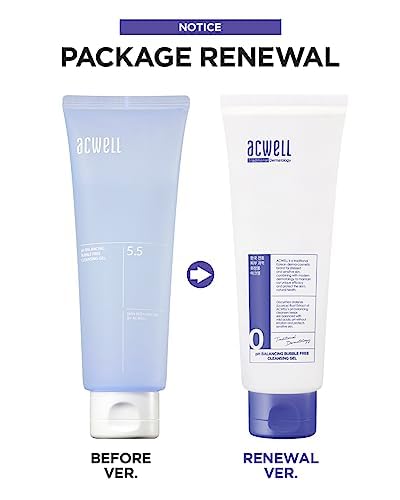ACWELL pH Balancing Bubble-Free Hydrating Facial Cleansing Gel 5.4 fl.oz. - For Sensitive Skin, Hyaluronic Acid and Licorice Extracts, Non-foaming Cleanser for Skin Moisturization