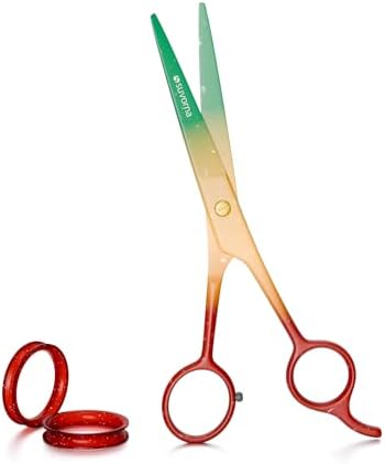 Suvorna 6.5" Hair Scissors Professional - Barber Shears for Hair Cutting - Sharp Hair Cutting Scissors to Cut Hair for Trimming and Grooming - Hair Shears for Women and Men (Red Yellow & Green)