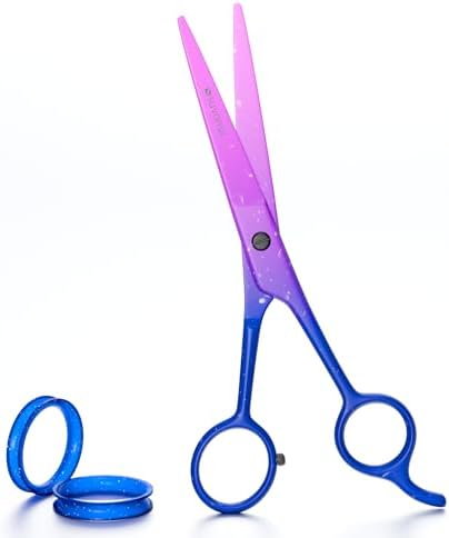 Suvorna 6.5" Hair Scissors Professional - Barber Shears for Hair Cutting - Sharp Hair Cutting Scissors to Cut Hair for Trimming and Grooming - Hair Shears for Women, Men and Adults (Pink & Purple)
