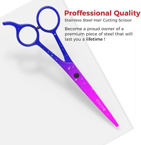 Suvorna 6.5" Hair Scissors Professional - Barber Shears for Hair Cutting - Sharp Hair Cutting Scissors to Cut Hair for Trimming and Grooming - Hair Shears for Women, Men and Adults (Pink & Purple)