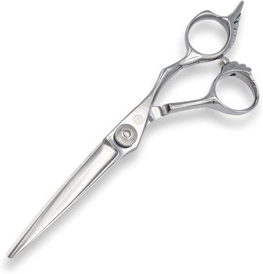 Saki Shears Tsuru Hair Cutting Scissors - Polished Japanese Steel- 6" Hair Shears for Barbers and Hair Stylists - Thumb Screw for Easy Tension Adjustment