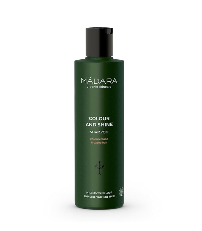 MÁDARA Organic Skincare | Colour and Shine Shampoo, 200ml – Natural shampoo for coloured hair, Helps maintain colour and lustre, Nature-inspired hair care, Vegan, COSMOS Natural certified