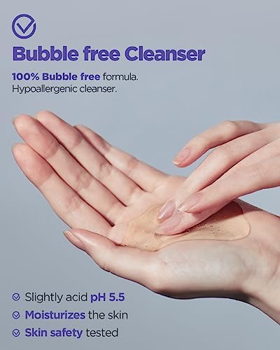 ACWELL pH Balancing Bubble-Free Hydrating Facial Cleansing Gel 5.4 fl.oz. - For Sensitive Skin, Hyaluronic Acid and Licorice Extracts, Non-foaming Cleanser for Skin Moisturization