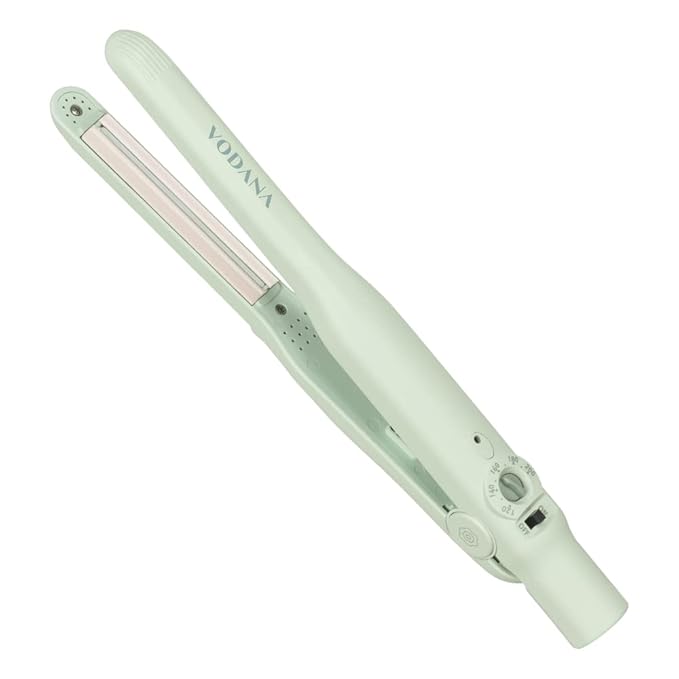VODANA Professional Softbar Flat Iron - Ceramic Straightener with Patented Silicone Bar, Smooth & Quick Styling, Healthy Hair Solution, Dual Voltage for Worldwide Use (0.5 inch, Melange Green)