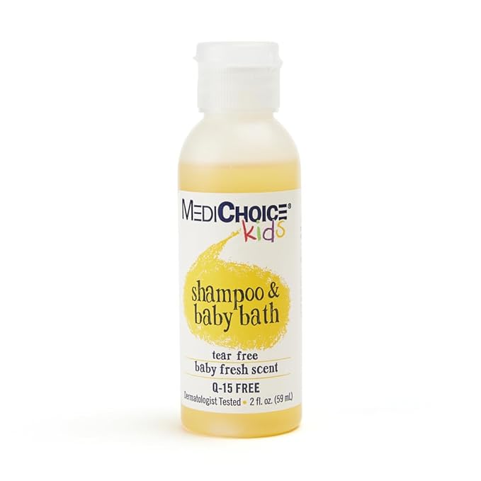 MediChoice Baby Shampoo and Bath Gel - Tear Free Fresh Scent Quick Rinse Bulk Travel Size 2 oz. PC8122 Case 144
