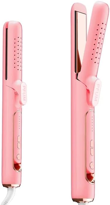 2 in 1 Hair Straightener and Curler, Dual Voltage & Adjustable Temps 360° Curling Wand - Titanium Flat Iron Hair Straightener for Long-Lasting Curls and Straightener, Airflow Styler Curling Iron