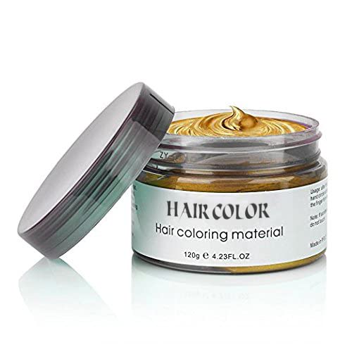Gold Hair Color Wax Dye, Temporary Gold Hair Spray Color for Halloween Cosplay, Party, Masquerade, 4.23oz Instant Hairstyle Mud Cream