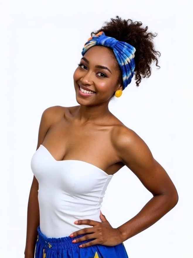 1 Pack Boho Headbands Stretch Paisley Print Bandana Headband Criss Cross Hair Bands Knotted Head Wrap Yoga Daily for Women and Girls (Vivid Color)