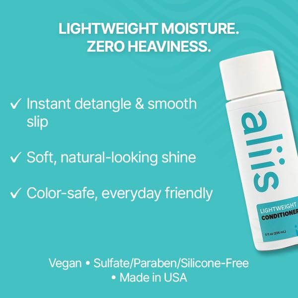 ALIIS Lightweight Conditioner – Moisture-Rich, pH-Balanced Daily Conditioner for All Hair Types | Detangles, Softens & Smooths Without Buildup | Color-Safe, Vegan, Sulfate-Free | 8 oz