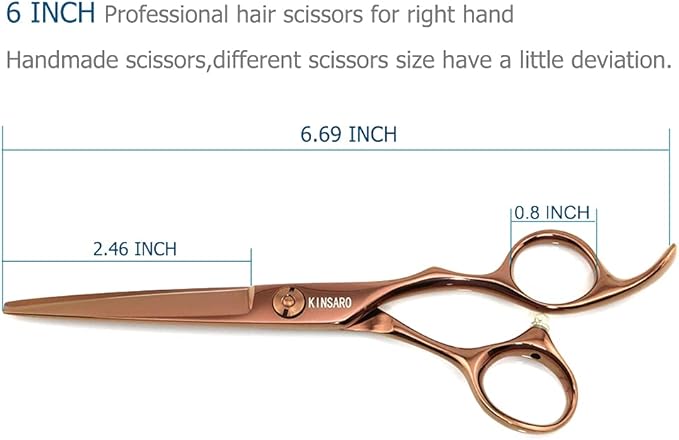 6 Inch Professional Hair Cutting Scissors Hair Cutting Shears 440C Hair Shears Haircut Barber Scissors Convex Edge KINSARO for Hairdresser Barbershop or Home Use