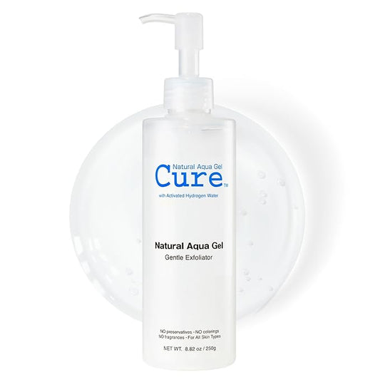 Cure by Toyo | Aqua Gel Gentle Exfoliator | Clear and Softer Skin | Non-Abrasive Face and Body Cleanser | Sensitive Skin | Big Size 8.82oz