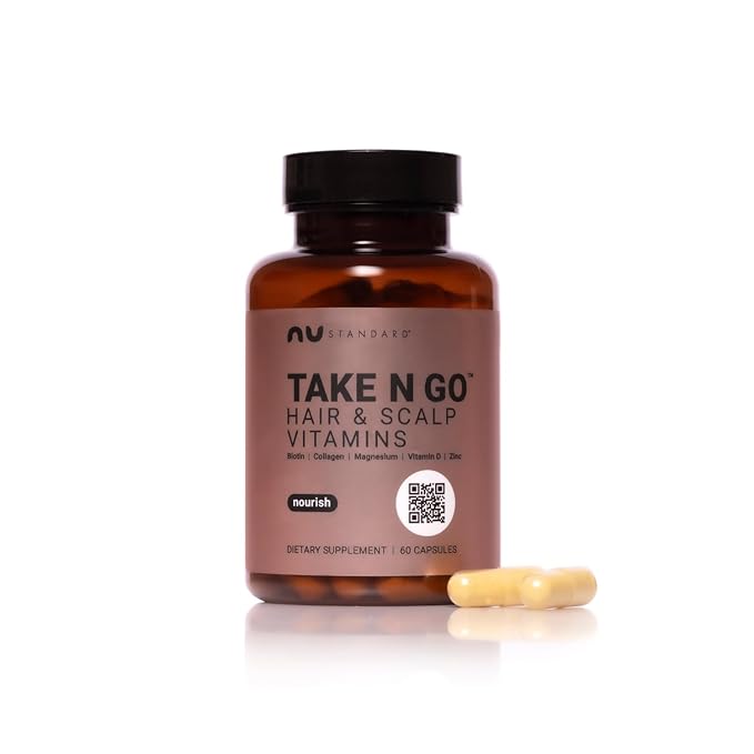NU Standard TAKE N GO - Hair & Scalp Vitamins - Hair Growth Supplements for Women with 25+ Bioavailable Nutrients, Supports Reduced Shedding & Supports Thicker, Healthier-Looking Hair - 30-Day Supply