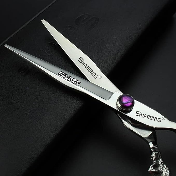 SHARONDS Hair Cutting Scissors Hairdressing Scissors Thinning Scissor Professional Barber Salon Home Shear For Men Women (8 inch flat)