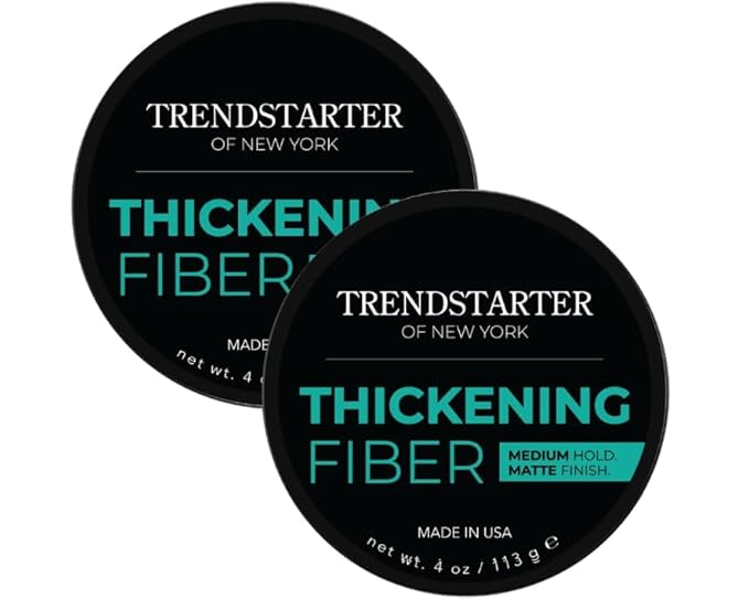 TRENDSTARTER - THICKENING FIBER (4oz) (PACK of 2) - Medium Hold - Matte Finish - Premium Hair Thickening Clay Pomade - Water-Based - All-Day Hold Styling Product