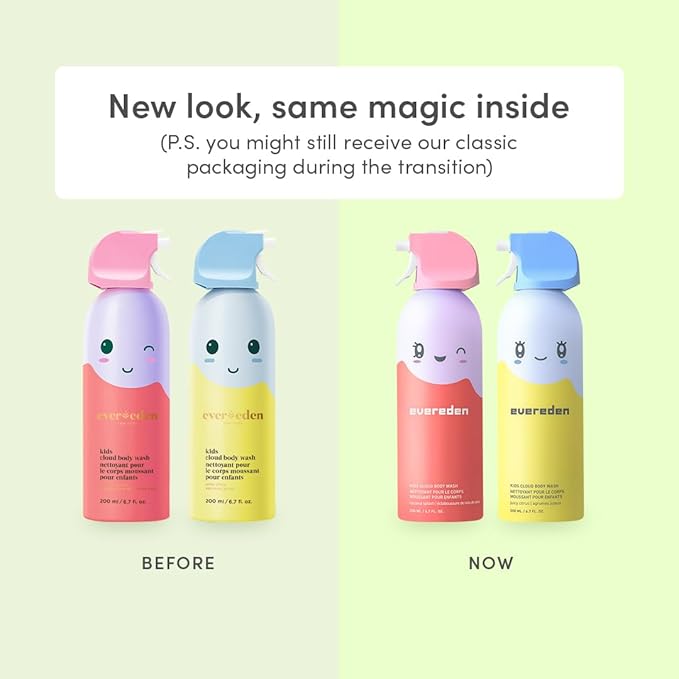 Evereden Kids Bathtime Trio: Hair Detangling Shampoo & Conditioner Set + Cloud Body Wash - Clean & Vegan Kids Haircare Set Paired With Fun Foaming Body Wash - No Sulfates, Paraben, or Phthalate