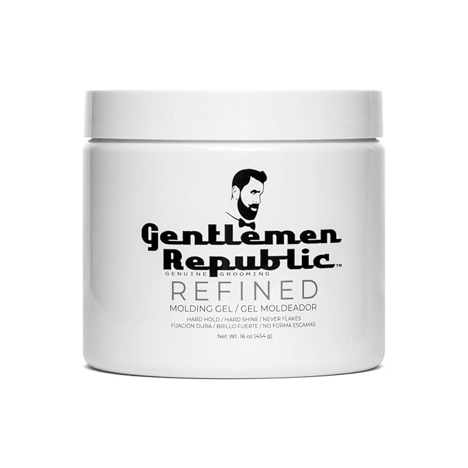 Gentlemen Republic Refined Hair Gel for Men 16oz - Professional Formula for 24 Hr Shine and Strong Hold, Humidity Resistant Styling Gel for hair, 100% Alcohol-Free and Never Flakes, Made in USA - 2pk