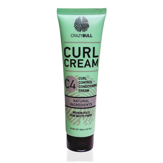 Crazy Bull Hair C4 Curls Styling Cream - Deep Hydration and Frizz Control Hair Cream for All Curl Types - Strengthens with Amino Acids - 5.1 oz