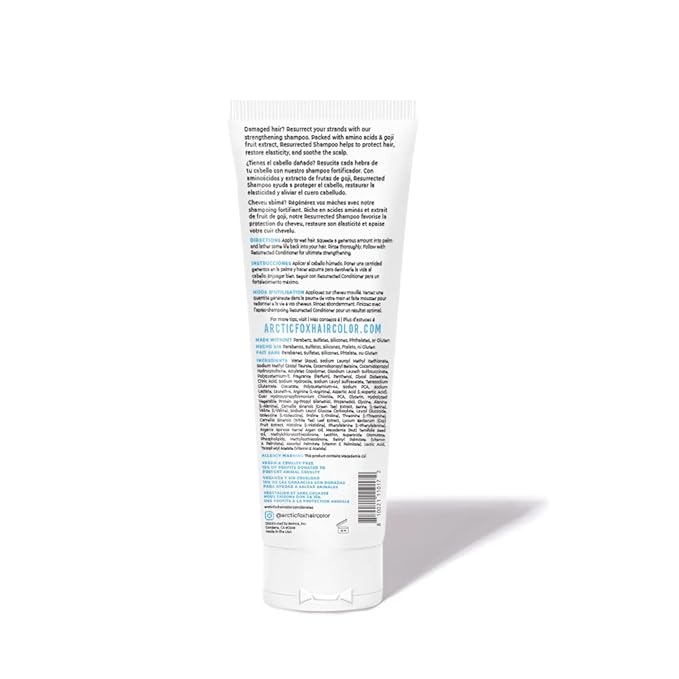 Arctic Fox Resurrected Strengthening Shampoo, Vegan, Cruelty Free, Color Safe, Sulfate Free, Hydrating, Nourishing, Frizz Control, All Hair Types, 8.45 fl oz
