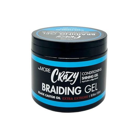 The MORE Crazy Conditioning Shining Braiding Gel, Extra Extreme Hold for All Hair Types, 10.1 Fl Oz, Clear Styling Gel, Nourishes Scalp, Promotes Hair Growth