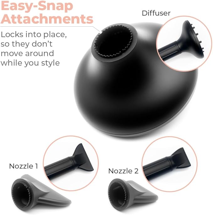 SRILabs DryQ “Smart” Hair Dryer - Super Lightweight, Foldable - Powerful, Quiet Motor - Infrared and Ionic Technology - 3 Magnetic Attachments - Heat Control with Locking Switch