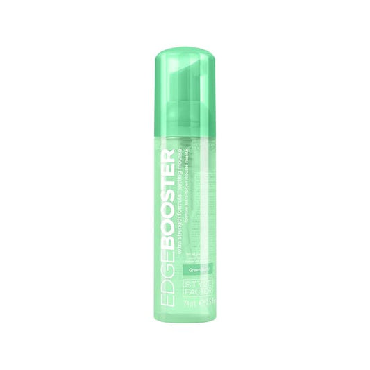Style Factor EDGE BOOSTER Extra Strength Setting Mousse Travel Size – Frizz Control, Extra Volume, and Conditioning – 2.5oz Green Beryl Mousse for Curly Hair