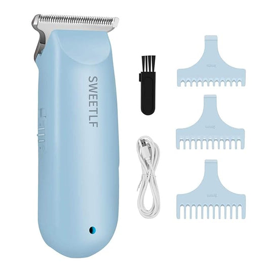 SweetLF Hair Clippers, Silent Cordless Hair Trimmer, Mini Hair Cutting Kit with 3 Guide Combs, USB Rechargeable, Portable, Blue