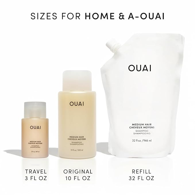 OUAI Medium Shampoo - Hydrating Shampoo with Coconut Oil, Babassu, Kumquat Extract and Keratin - Strengthens, Nourishes and Adds Shine - Paraben, Phthalate and Sulfate Free Hair Care Products (10 Oz)