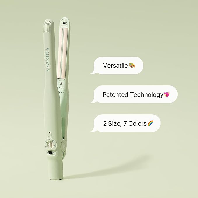 VODANA Professional Softbar Flat Iron - Ceramic Straightener with Patented Silicone Bar, Smooth & Quick Styling, Healthy Hair Solution, Dual Voltage for Worldwide Use (0.5 inch, Melange Green)