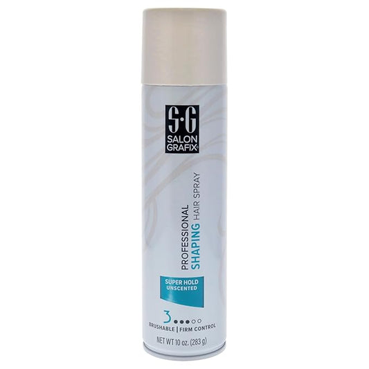 Salon Grafix Shaping Hair Spray Super Hold - Flexible and Brushable - Hairspray for Women and Men - Professional Quality Results - Unscented - 10 oz