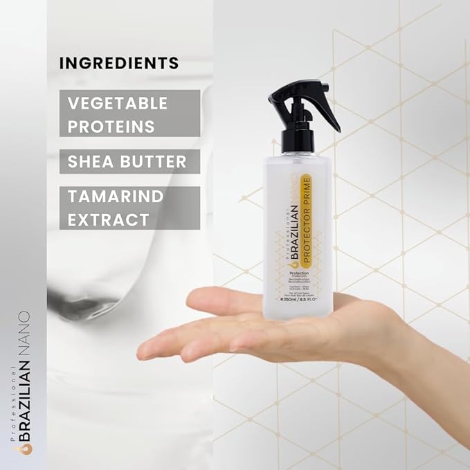 Protector Prime Hair Protection Spray, Hair Protector and Detangler with Shea Butter, Moisturizing Heat Protectant Spray, Anti Frizz Thermal for Damaged Hair, 8.5 Fl Oz