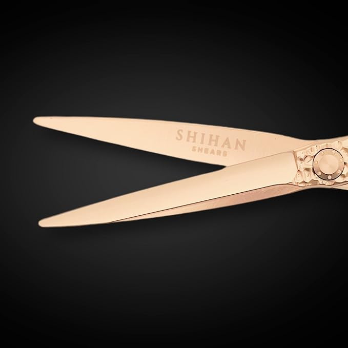 6 Inch Rose Gold Hair Cutting Scissors - Professional Shears for Hairdressers and Barbers - 440C Stainless Steel With Gold Titanium Coating - Wet or Dry Haircutting