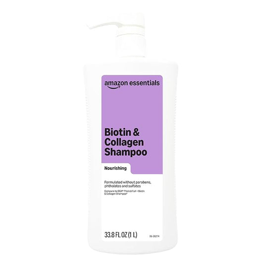 Amazon Essentials Biotin & Collagen Shampoo, Nourishing, Formulated without Sulfates, 33.8 Fl Oz, Pack of 1