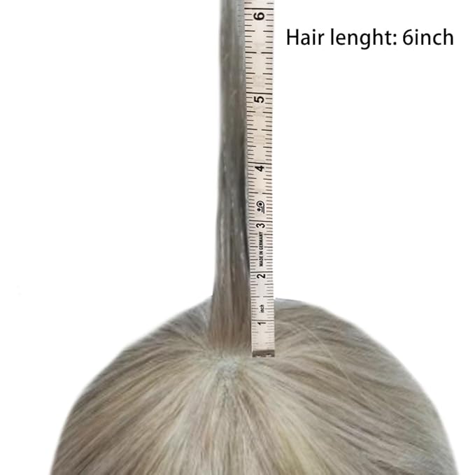 Toupee for Men Real Human Hair Swiss Lace Hairpiece for Men Hair Replacement System Poly Coated Mens Hairpieces Mens Hair System 6X8-80% Light Density 760# 7# VERY LIGHT BROWN+60% GREY