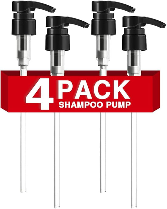 4-Pack Shampoo Pump for Liter 33.8 oz Shampoo and Conditioner, Pump Dispenser Fits Most Salon Brand Bottles with 1.1 inch Wide Opening, Black Replacement Pump for Hair Products, Body Wash, Lotion, Gel