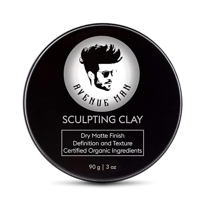 Avenue Man Hair Clay for Men - Matte Finish Sculpting Wax - Strong Hold, Maximum Definition and Textured Control - For All Hair Types - Infused with Beeswax, Kaolin Clay and Argan Oil - 3.0oz/90g