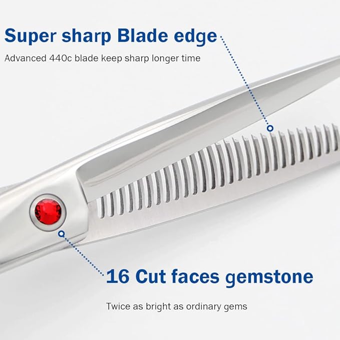 Thinning Shears for Hair Cutting, 6.5 Inch Professional 30+90 Bionic Teeth Texturizing Scissors with Japanese 440C Steel & Ergonomic Handle for Barber Salon Home Use